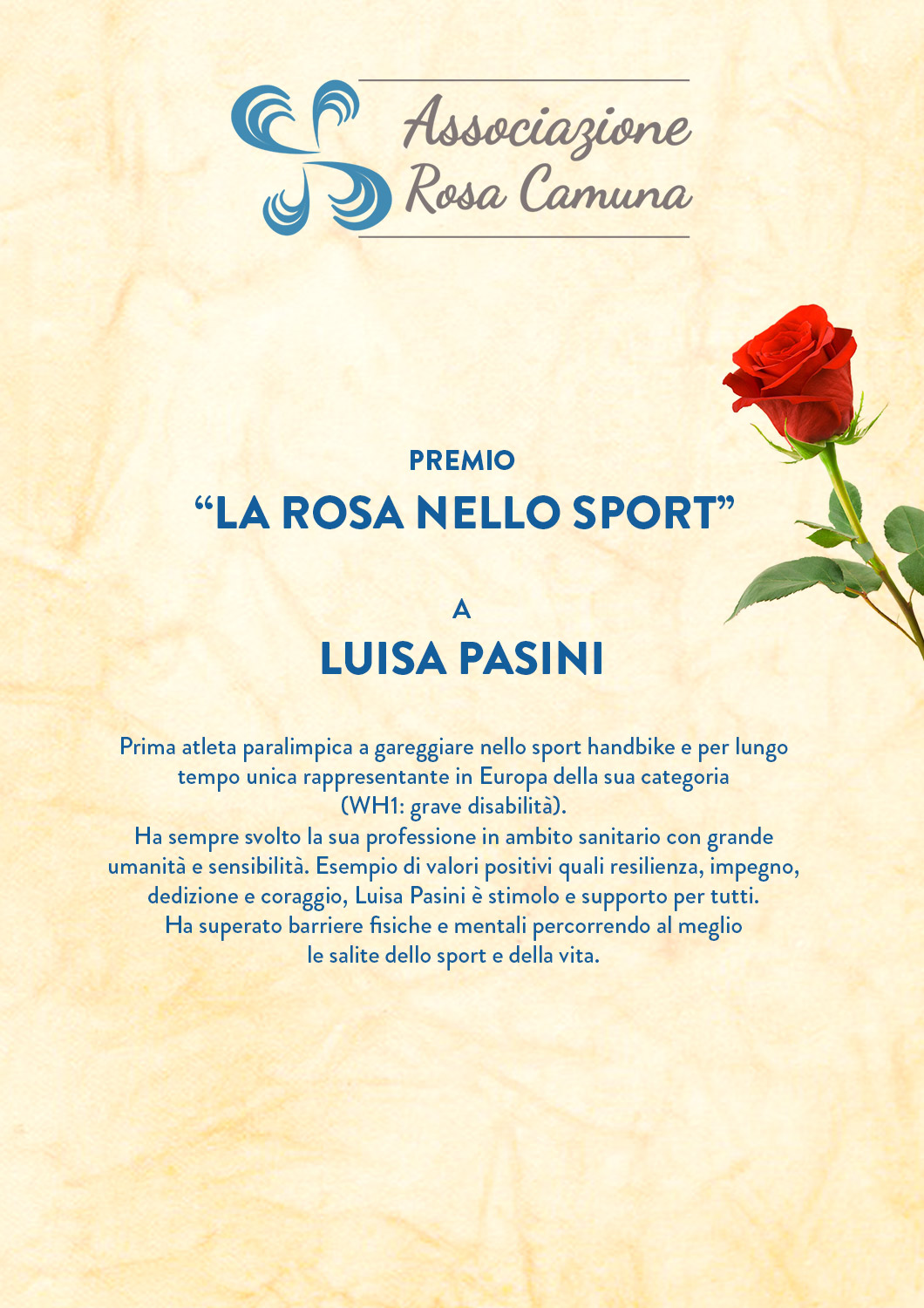 rosa camuna premio